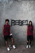 Rebel Apparel Oversized Graphic Tank Top – Burgundy | 100% Cotton