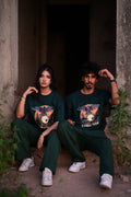Rebellious Nature Oversized Graphic T-Shirt – Dark Green | French Terry Cotton