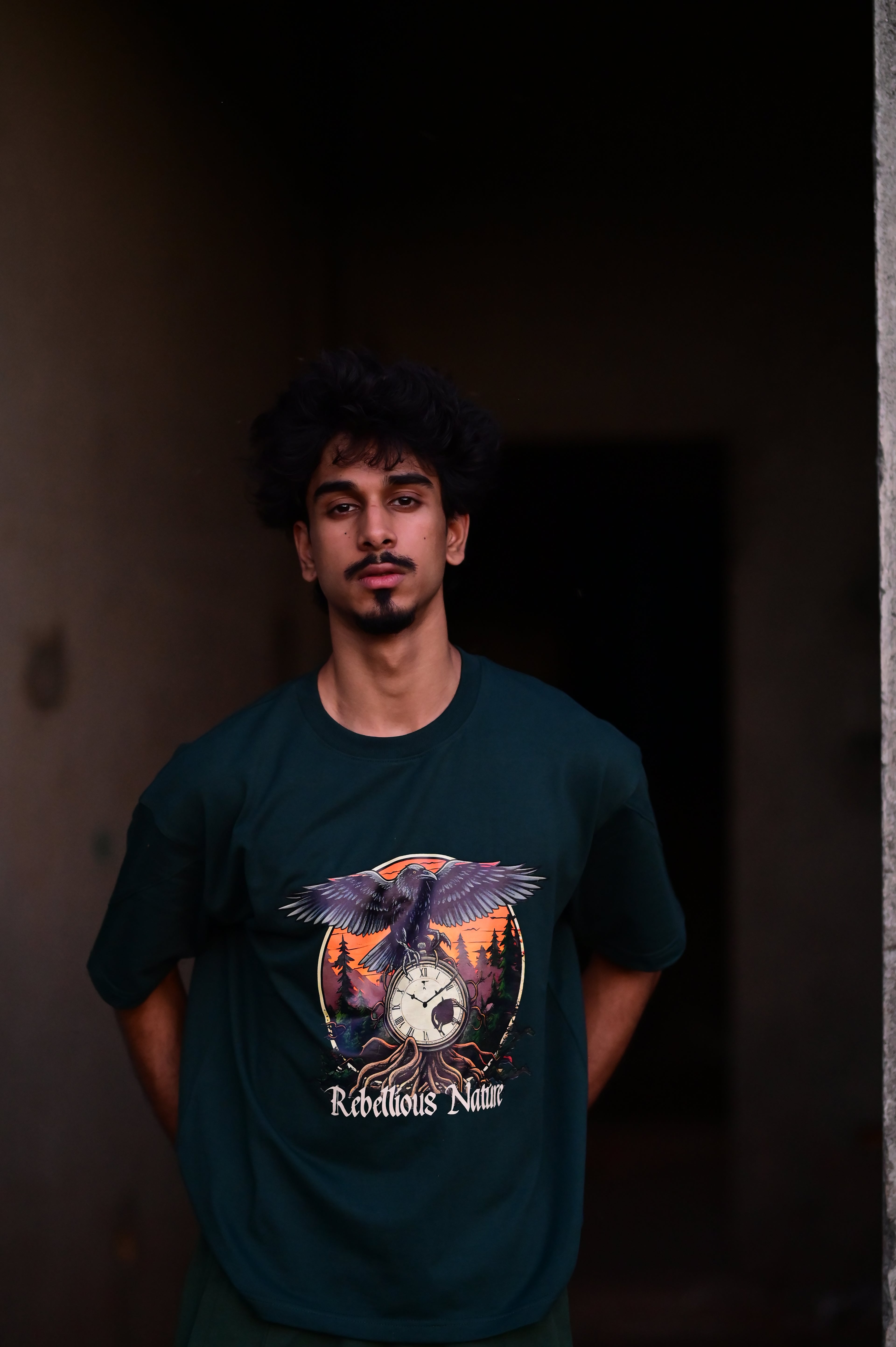 Rebellious Nature Oversized Graphic T-Shirt – Dark Green | French Terry Cotton