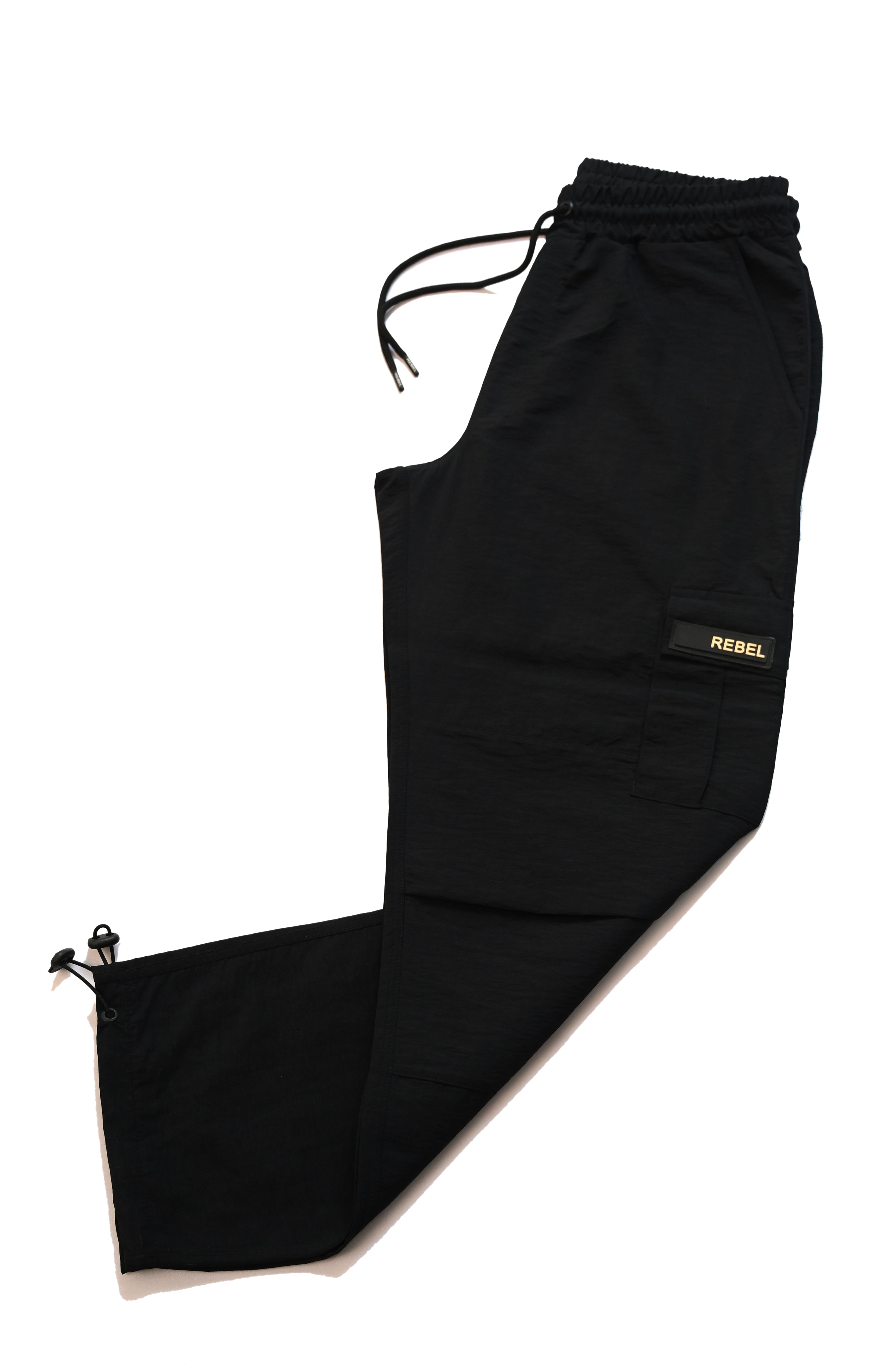 Black Nylon Cargo Trouser
