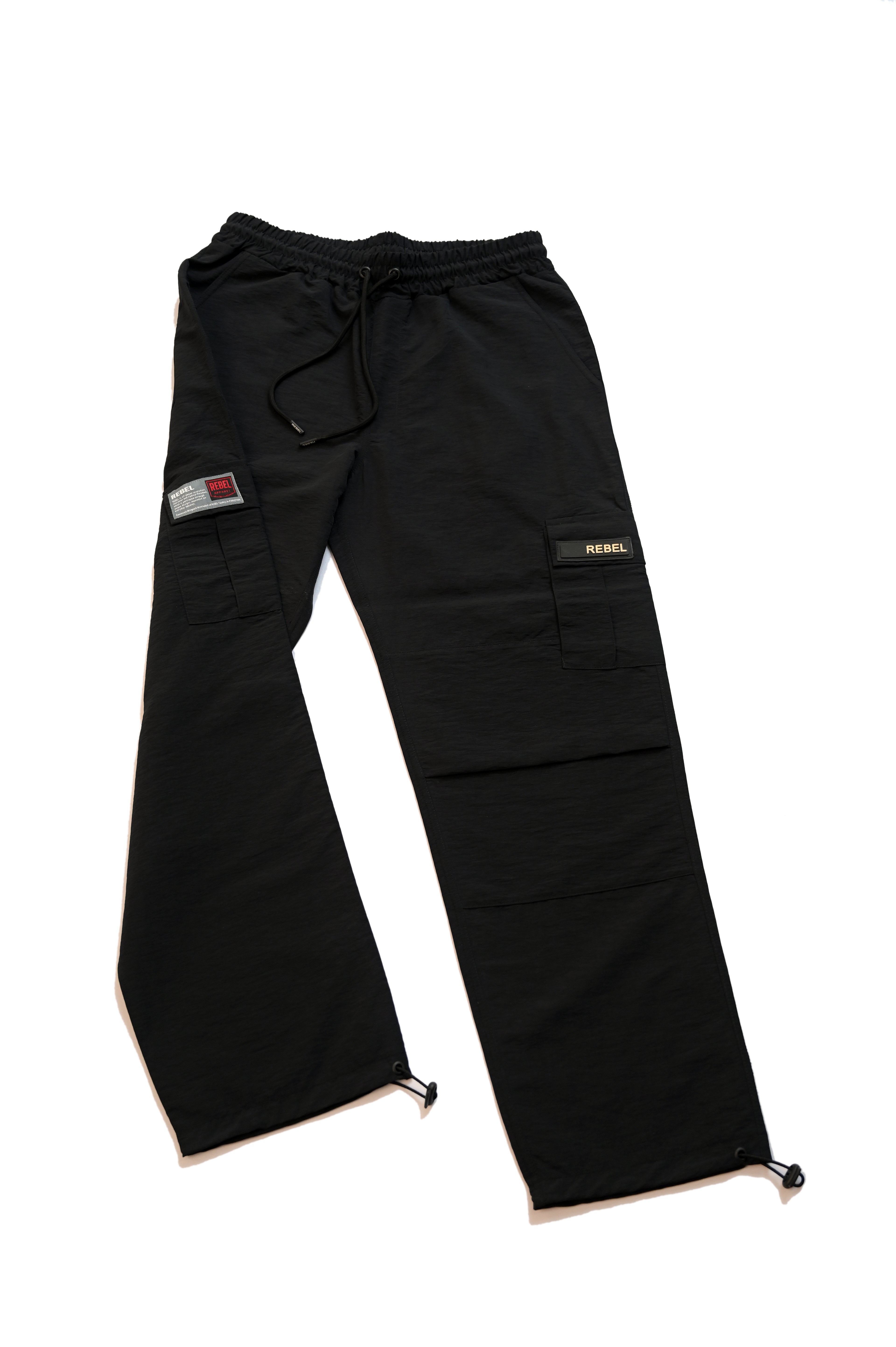 Black Nylon Cargo Trouser