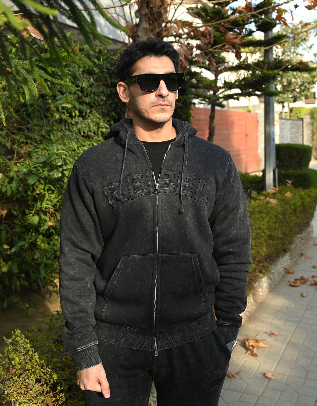 Black Stonewash Hoodie