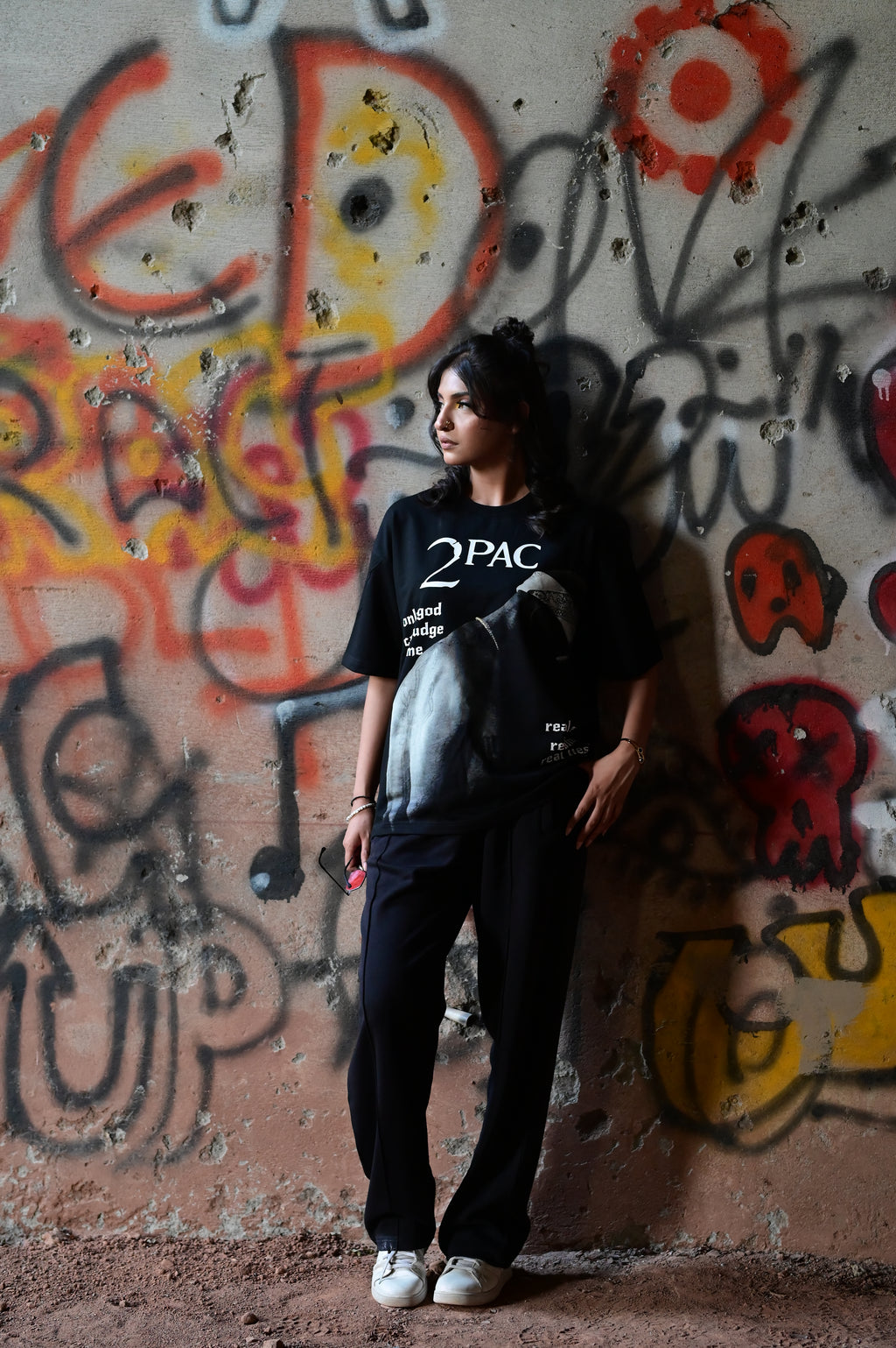 2Pac Oversized Graphic T-Shirt – Black | French Terry Cotton