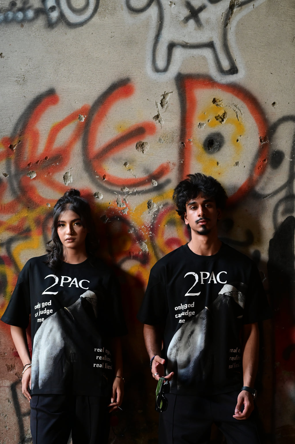 2Pac Oversized Graphic T-Shirt – Black | French Terry Cotton