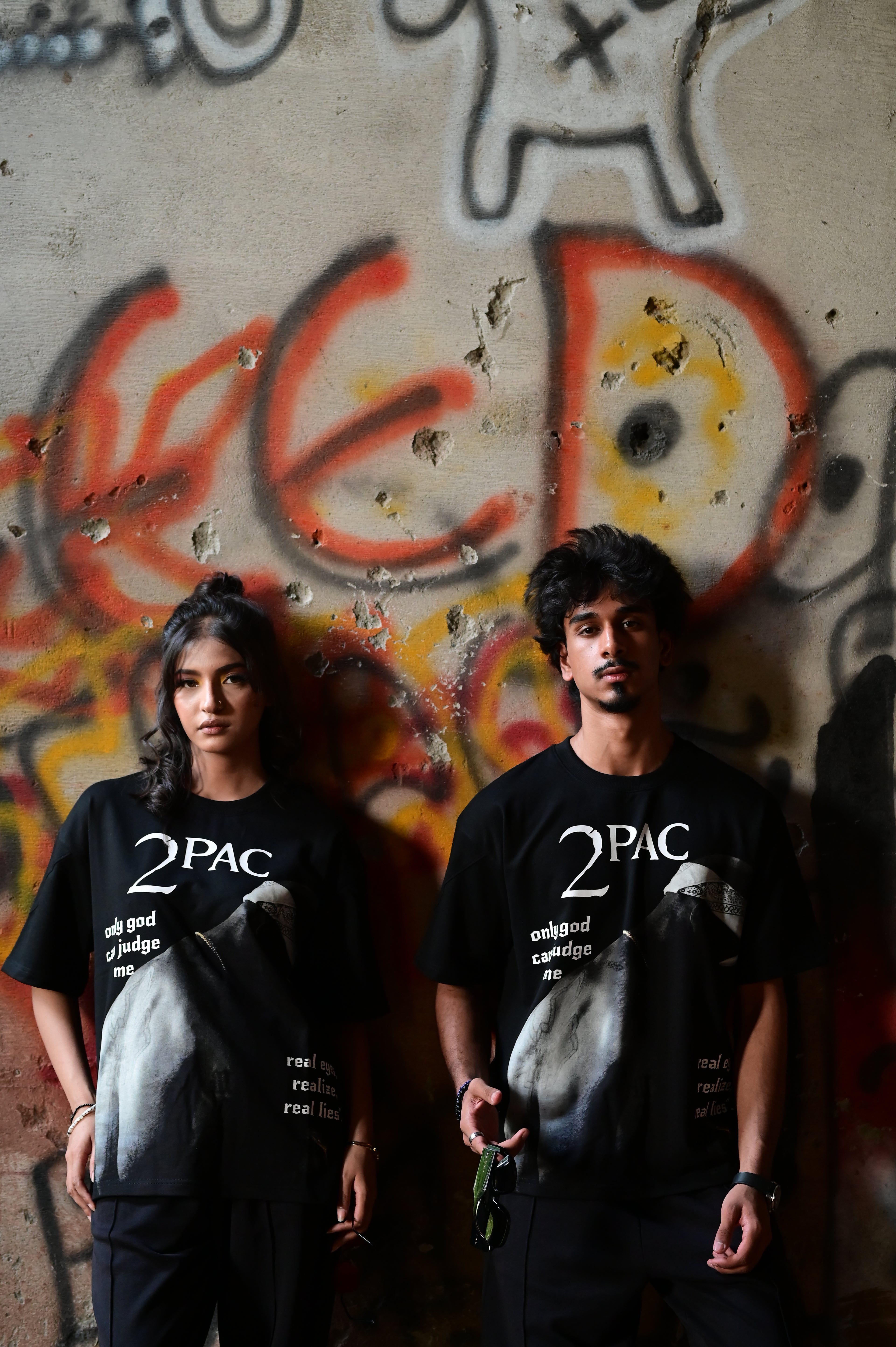 2Pac Oversized Graphic T-Shirt – Black | French Terry Cotton