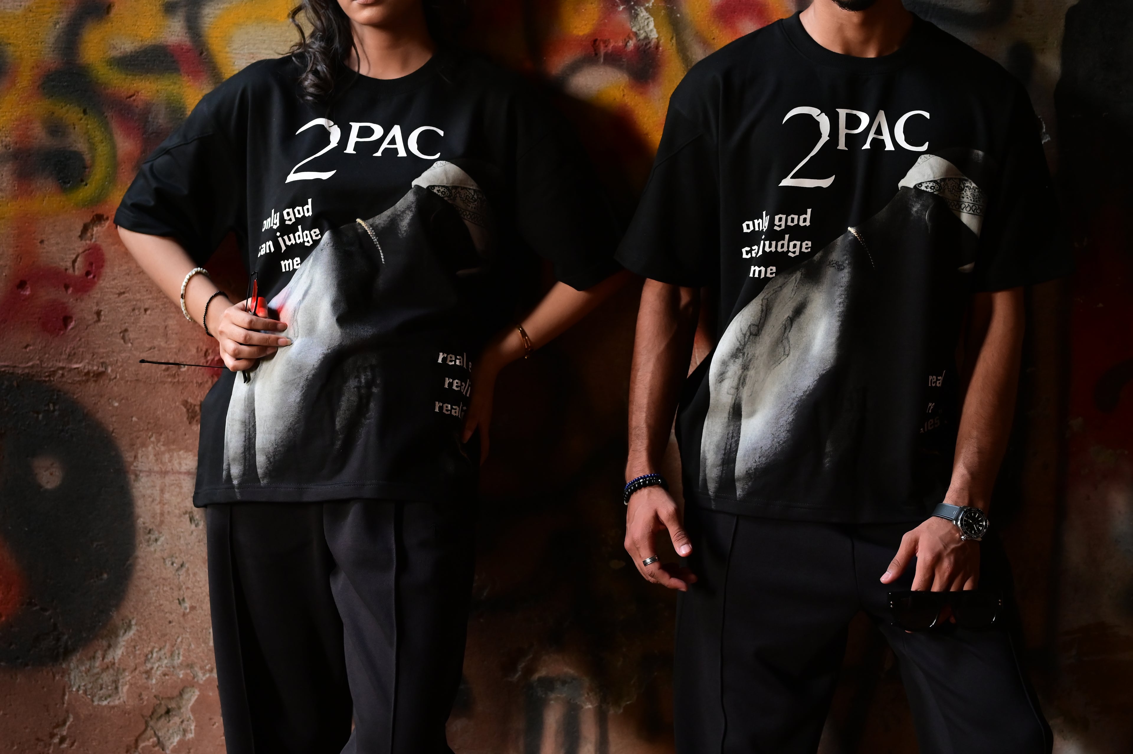 2Pac Oversized Graphic T-Shirt – Black | French Terry Cotton