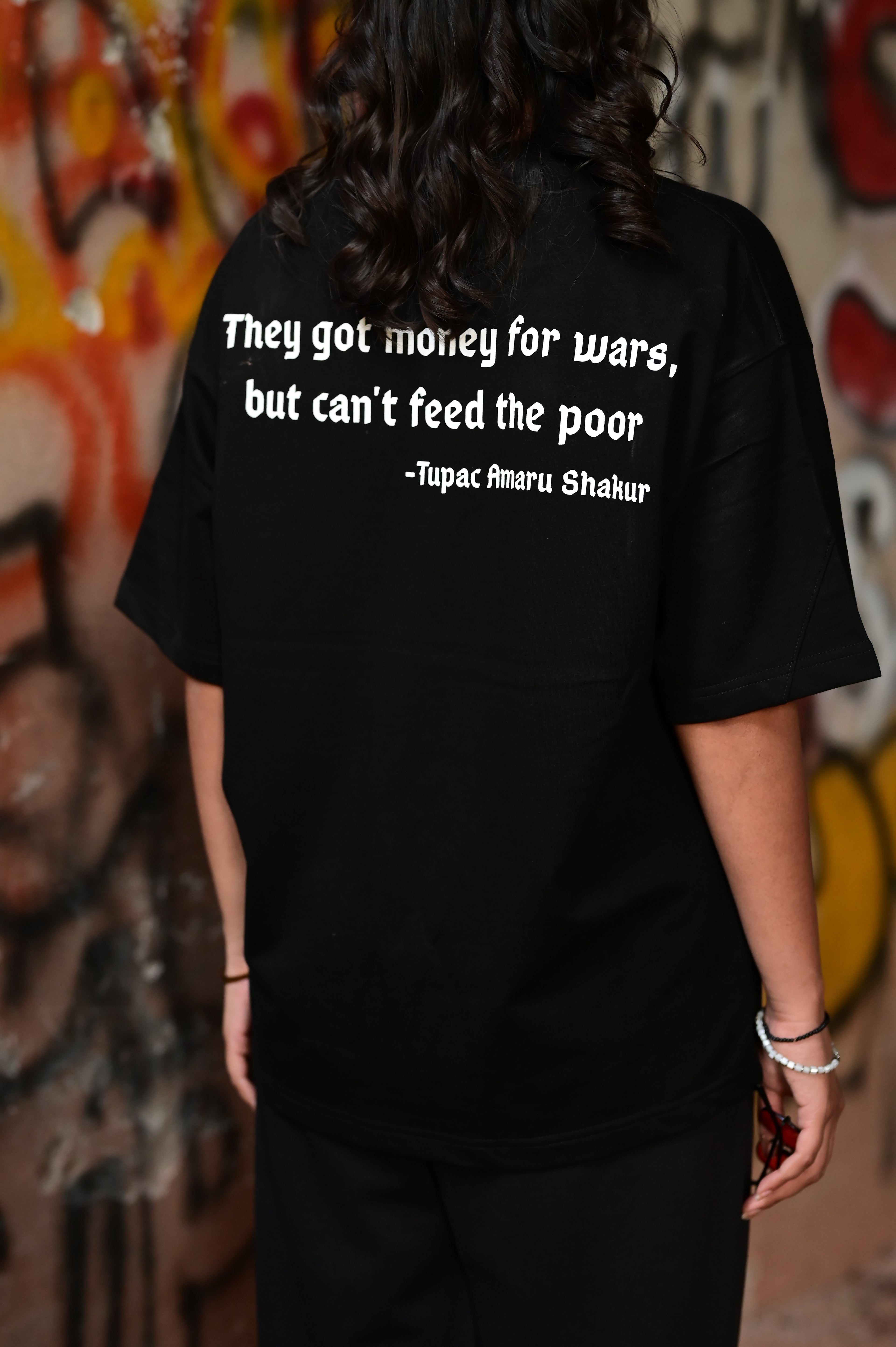 2Pac Oversized Graphic T-Shirt – Black | French Terry Cotton