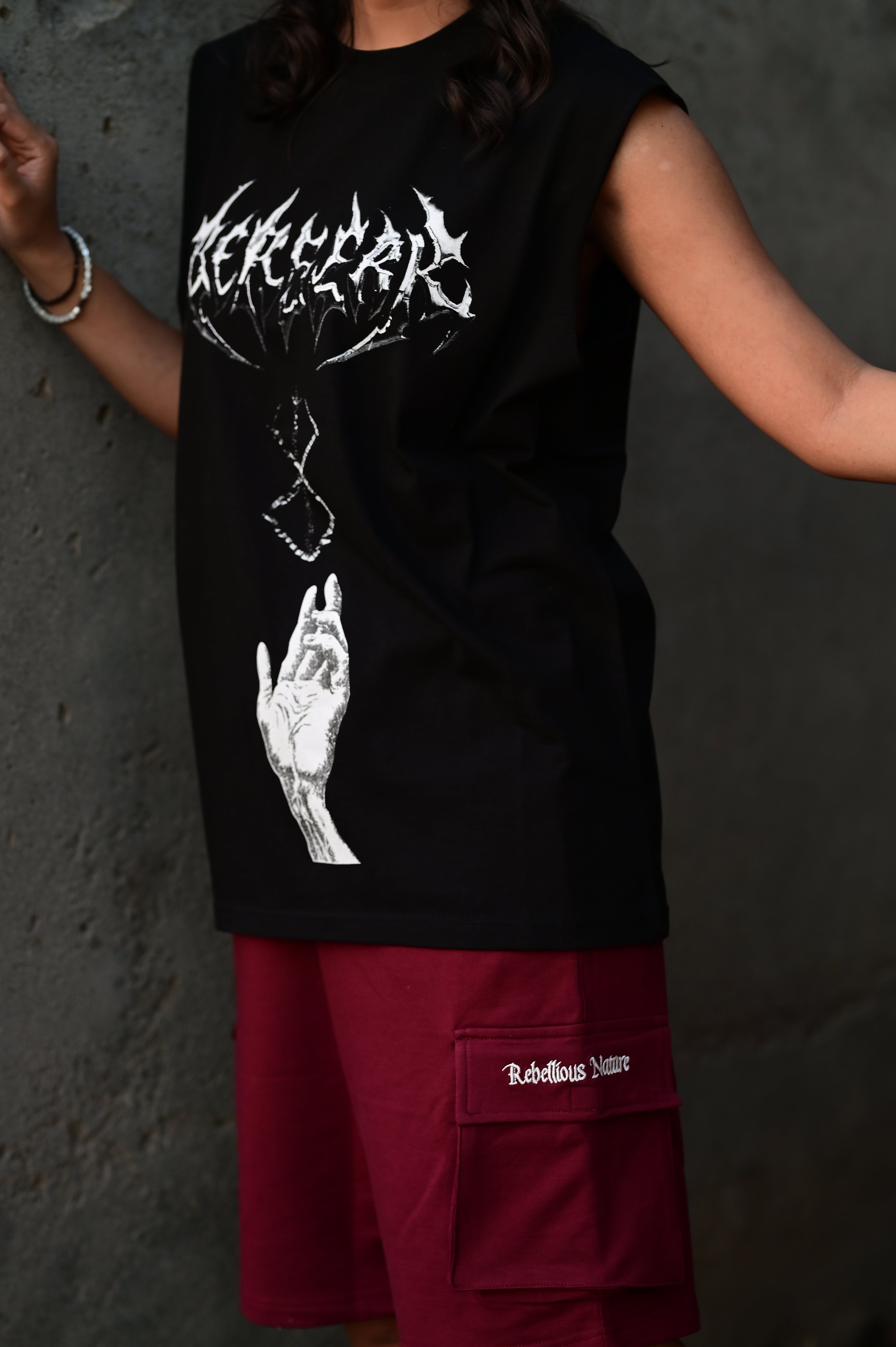 Rebellious Nature Cargo Shorts – Burgundy | French Terry Cotton