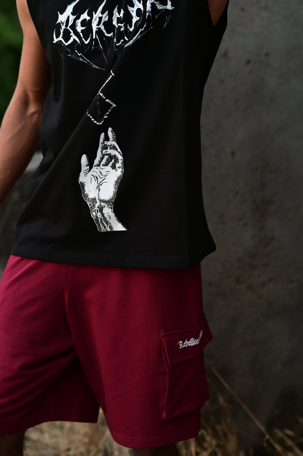 Rebellious Nature Cargo Shorts – Burgundy | French Terry Cotton