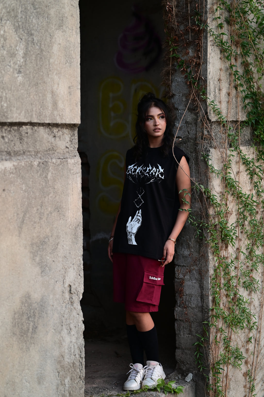 Rebellious Nature Cargo Shorts – Burgundy | French Terry Cotton