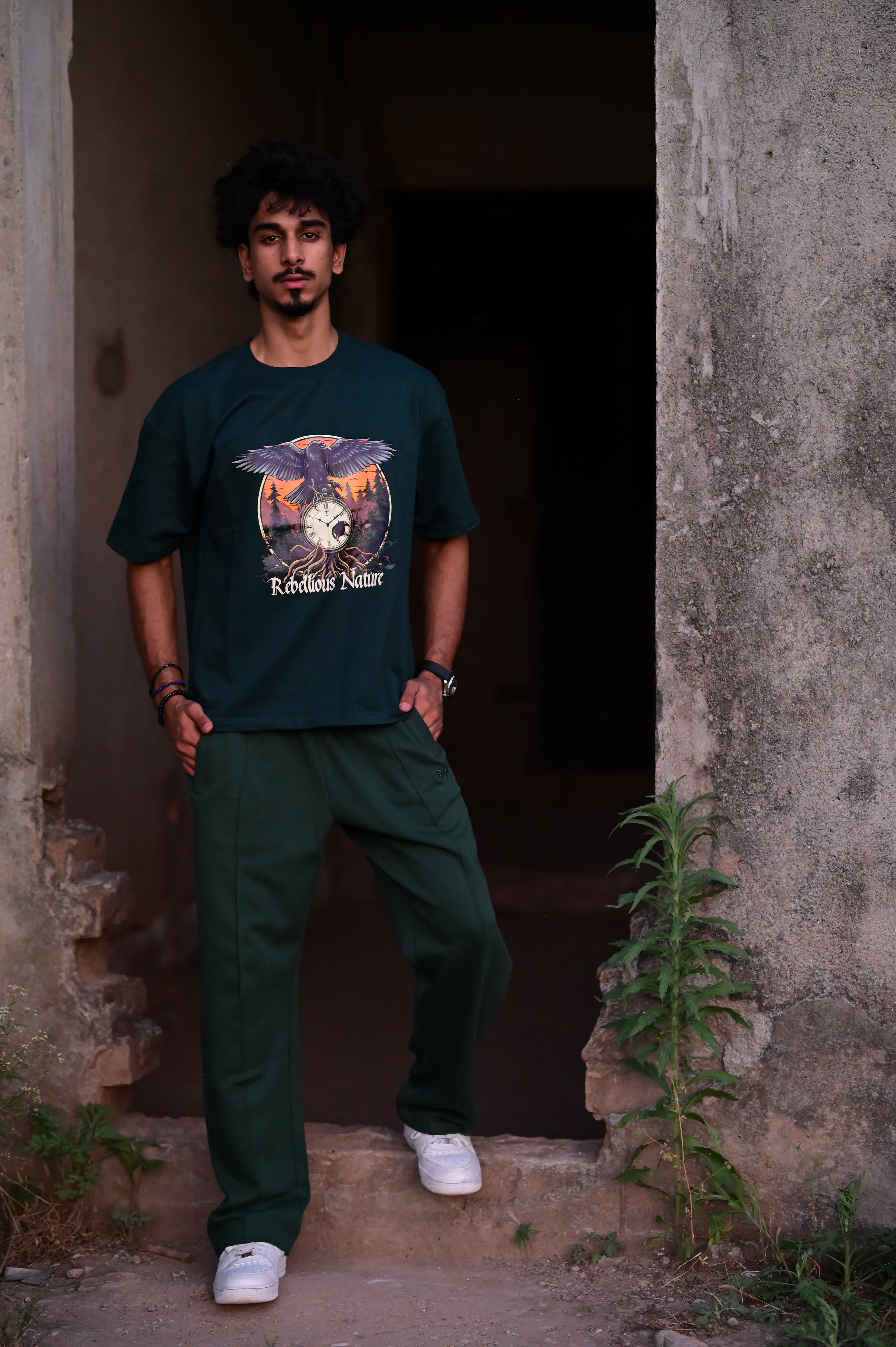 Street Fit Pleated Trousers – Emerald Green | 100% Interlock Cotton