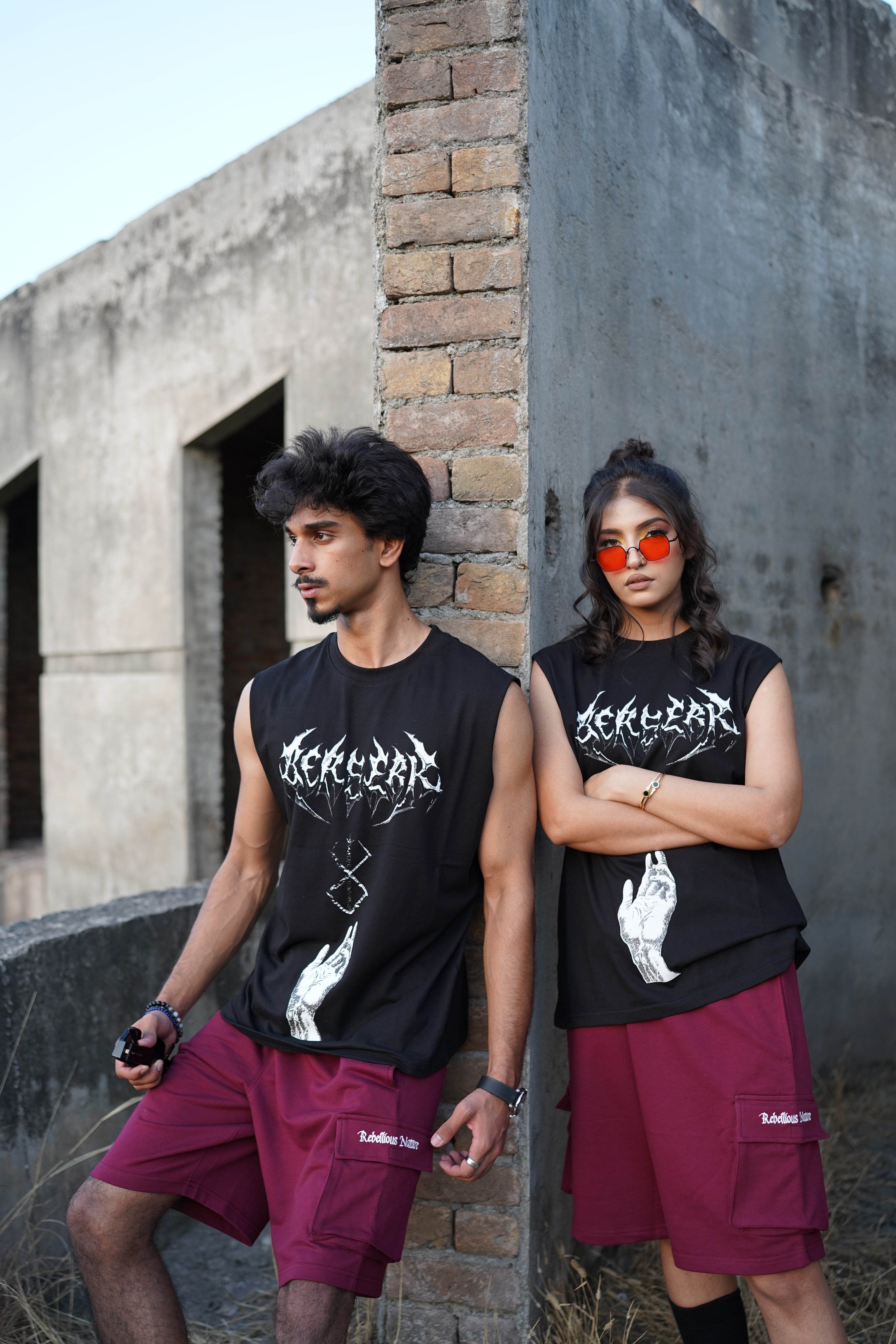 Rebellious Nature Cargo Shorts – Burgundy | French Terry Cotton