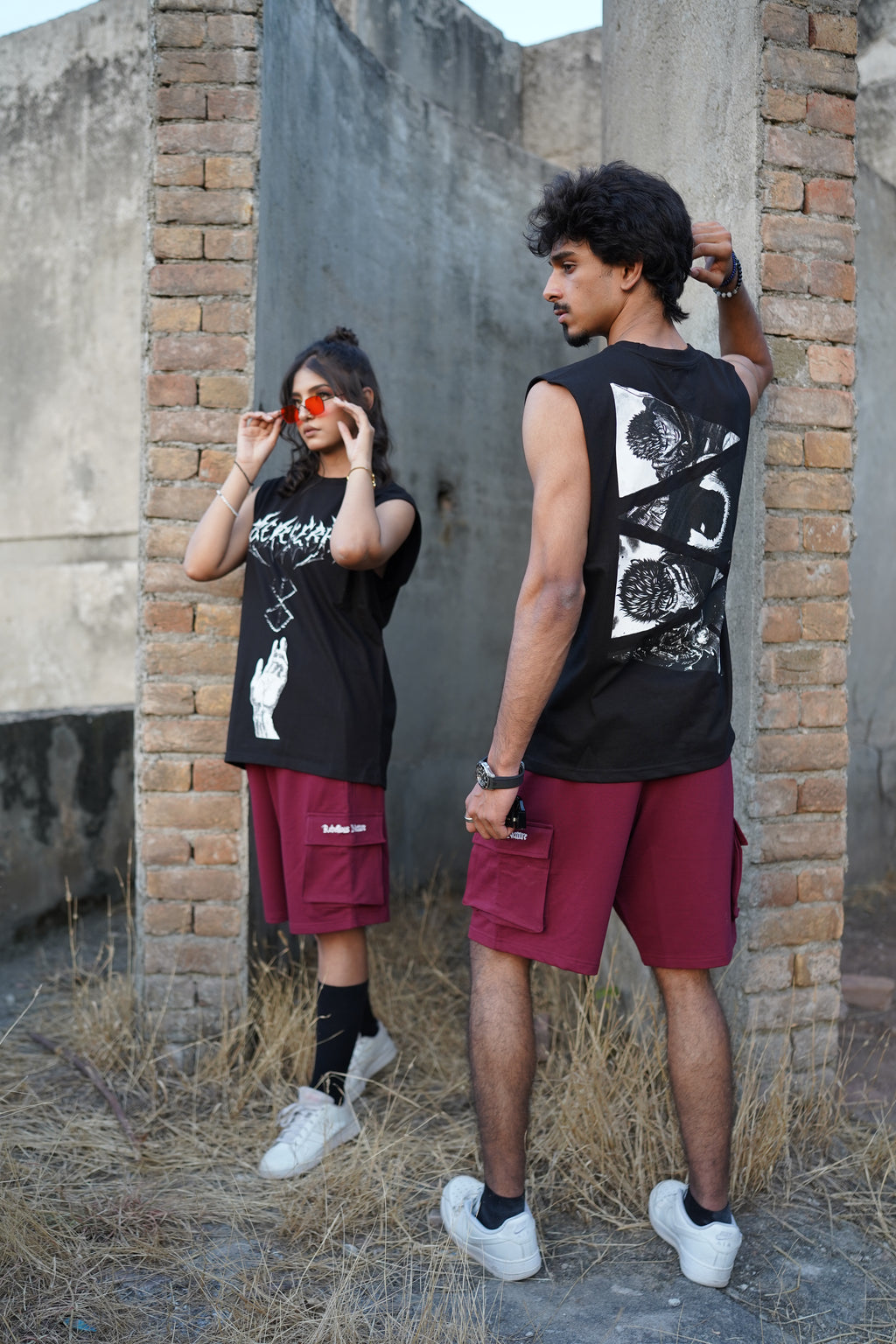 Rebellious Nature Cargo Shorts – Burgundy | French Terry Cotton