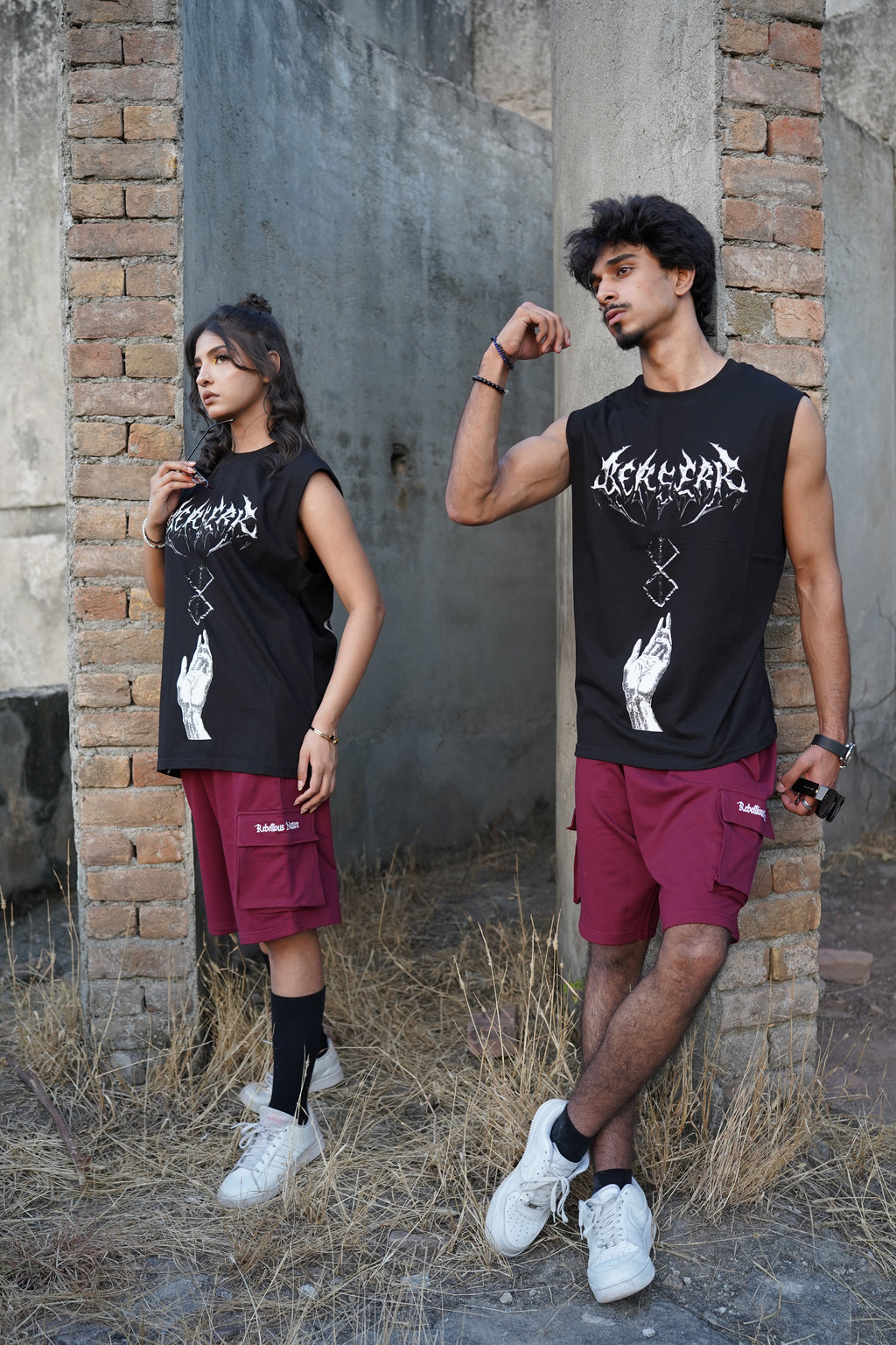 Rebellious Nature Cargo Shorts – Burgundy | French Terry Cotton