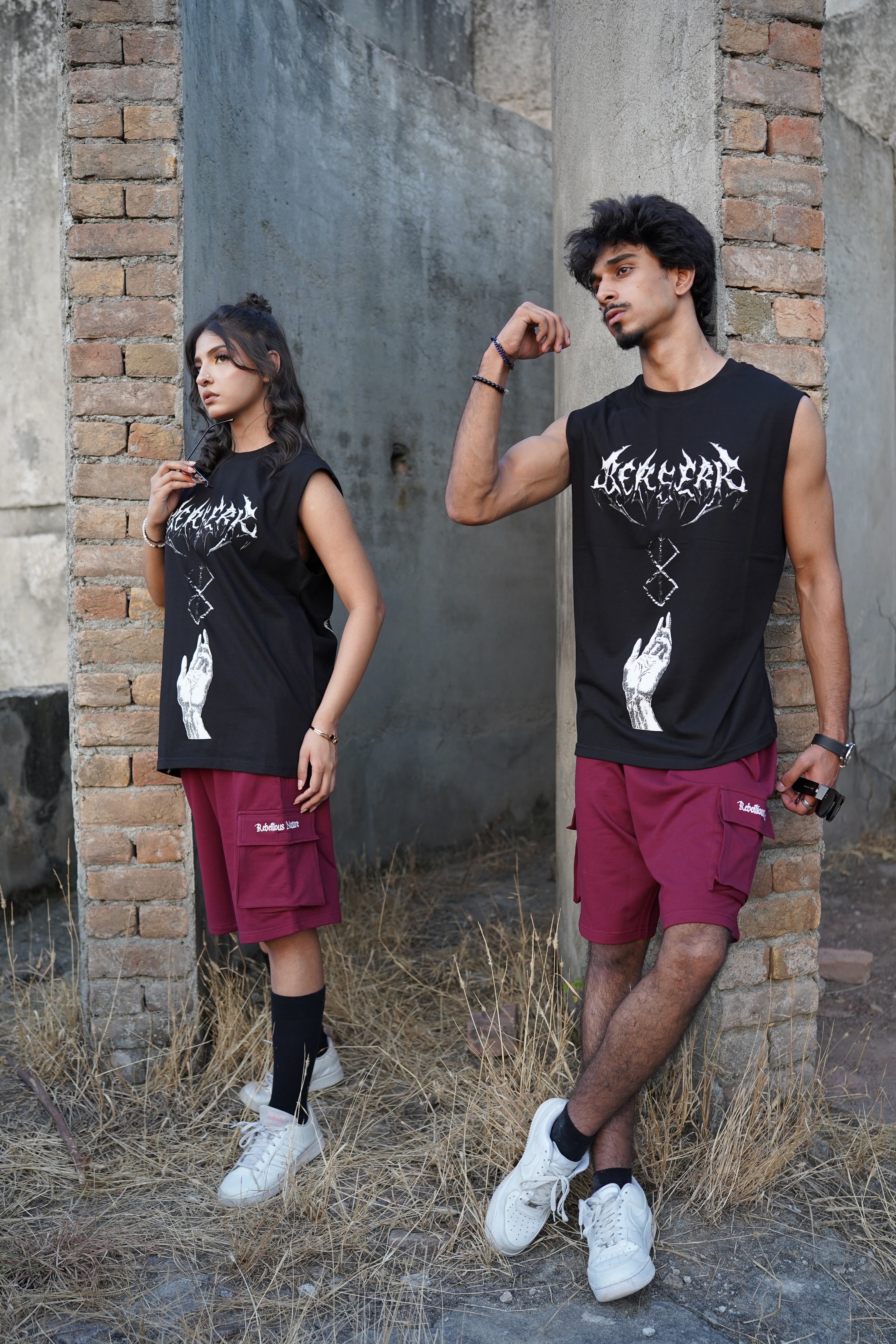 Rebellious Nature Cargo Shorts – Burgundy | French Terry Cotton