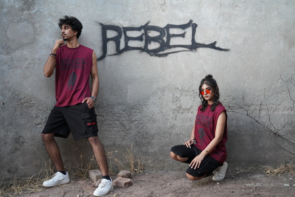 I Am A Rebel Cargo Shorts – Black | French Terry Cotton
