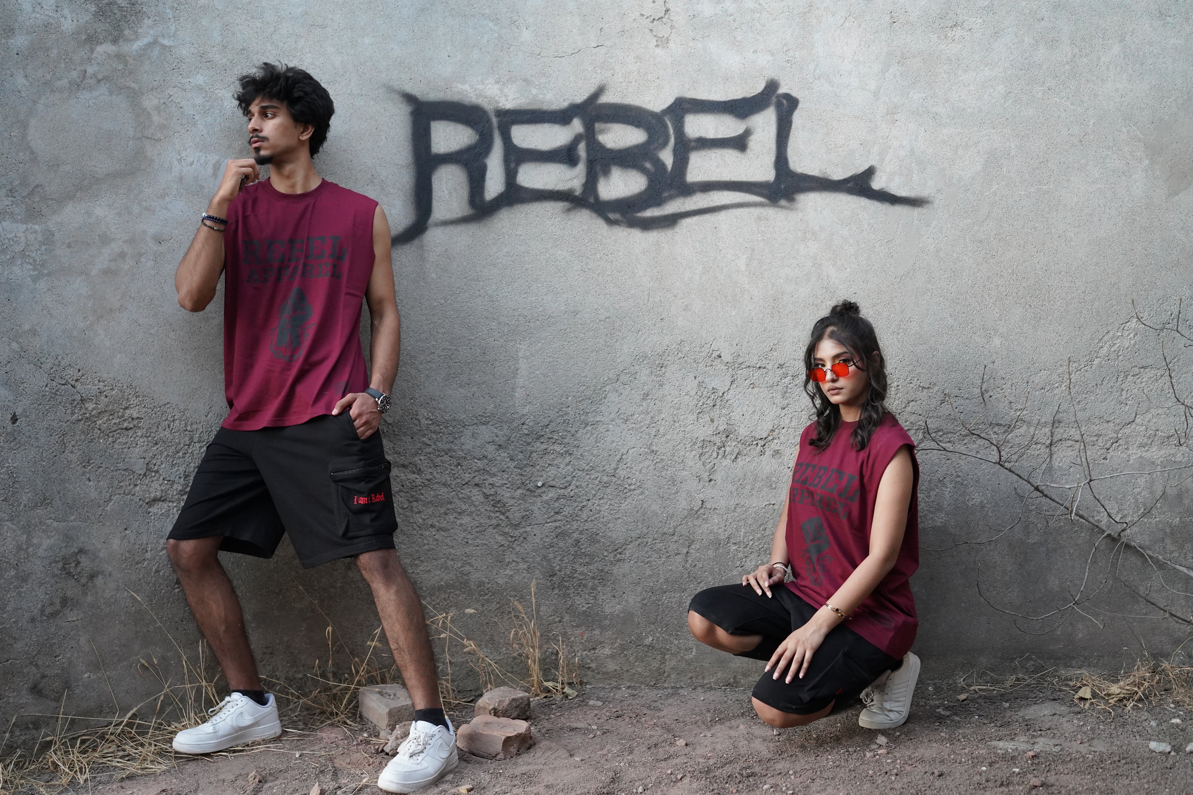 I Am A Rebel Cargo Shorts – Black | French Terry Cotton